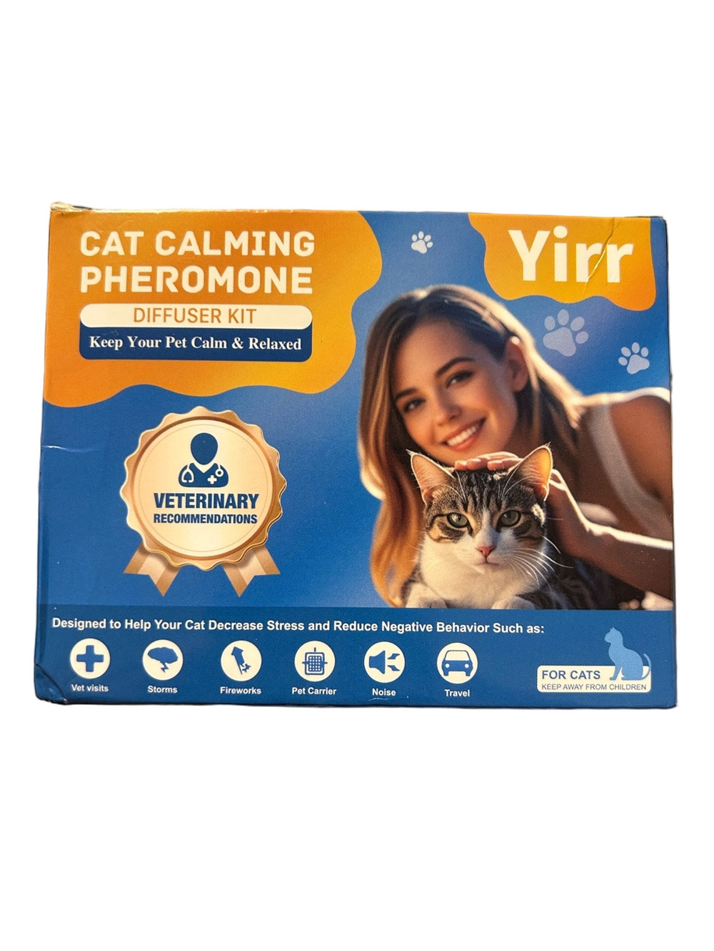 Yirr Cat Calming Pheromone Diffuser Kit plug in for stress storms fireworks NEW